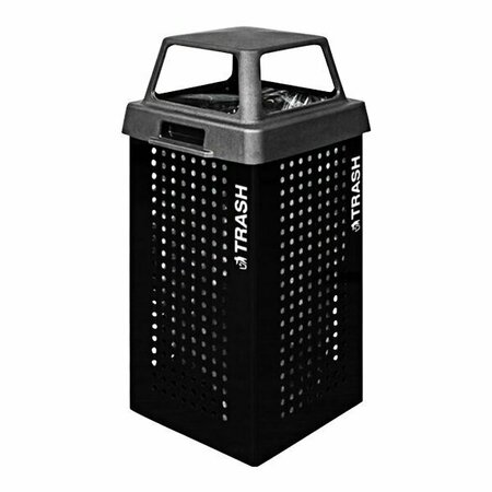 EX-CELL KAISER Outdoor Kaleidoscope Collection RC-KDX36-T BLK 36 Gallon Black Gloss Trash Receptacle 764KDX36TBLK